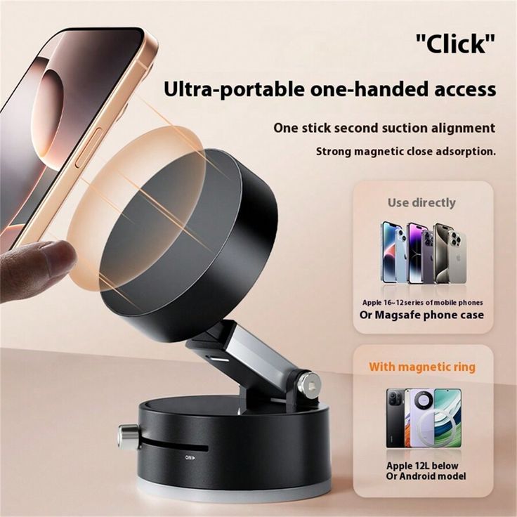 Magnetic Suction Cup Phone Holder For Car And Gym